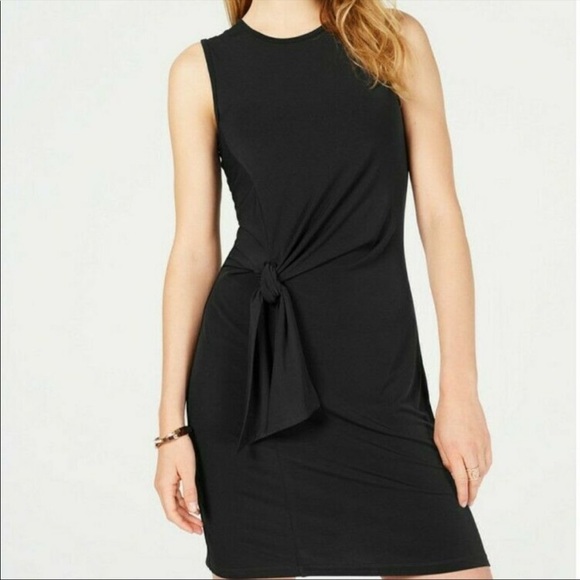 Black Michael Michael Kors crewneck dress with side tie waist - Picture 1 of 15